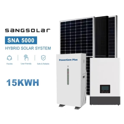 SANG Inverter Solar 5kw 10kw 15kw Com 15kwh Lithium Battery Grid Sistema de painéis solares fotovoltaicos