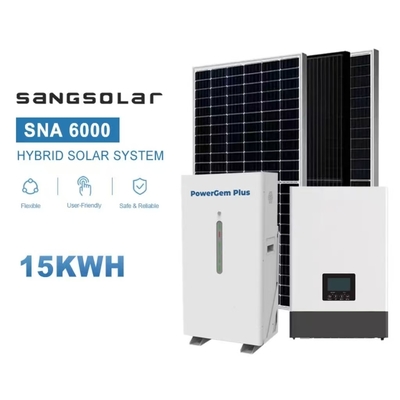 SANGInverter solar com 14,3kwh 15kwh 20kwh 25kwh 30kwh bateria de lítio sistema solar híbrido 10kw
